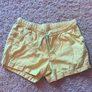 Yellow Shorts W/Flexible String Ages 7+